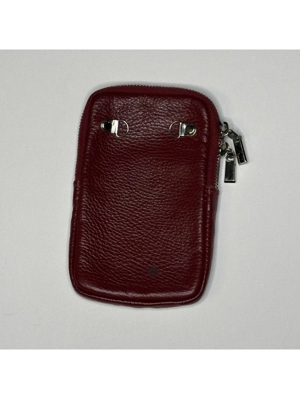 Vintage Leather Case Pouch Burgundy Zip Travel Organizer